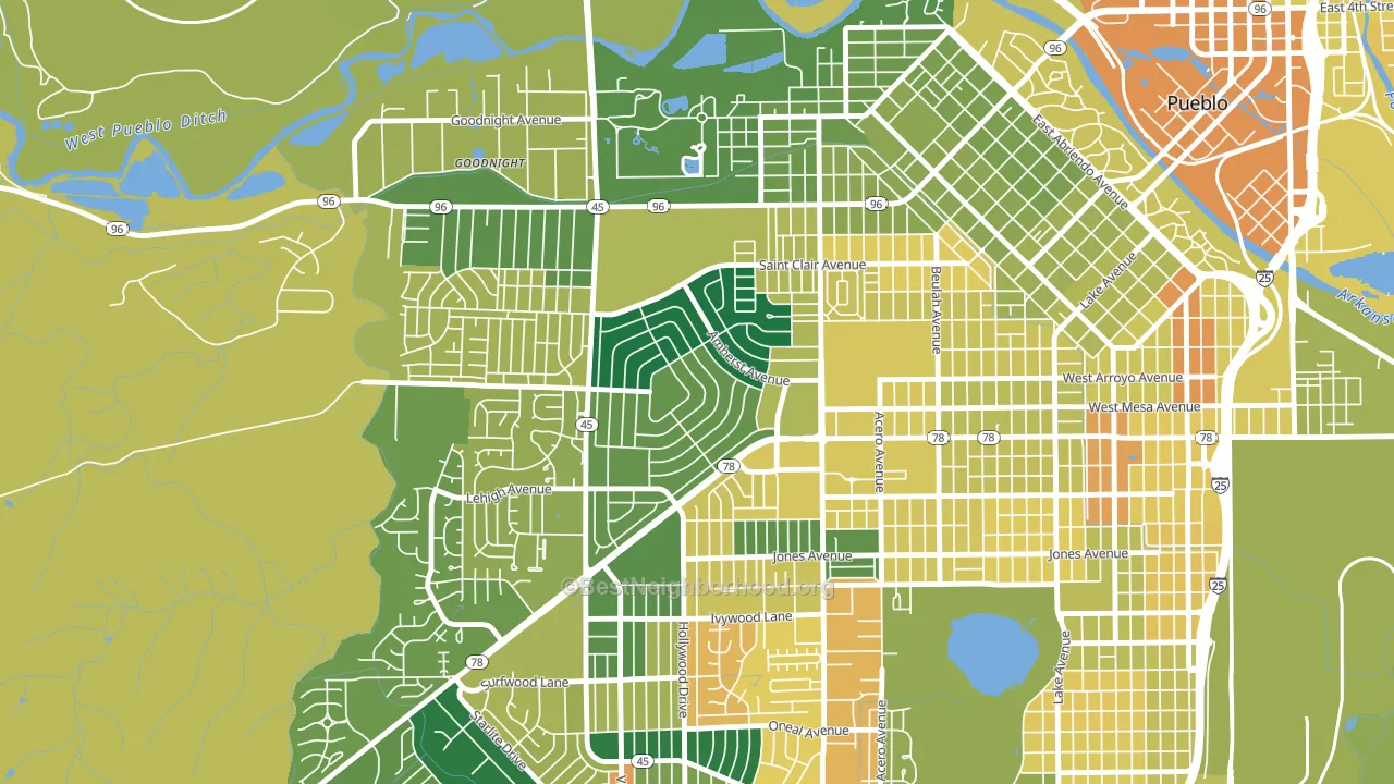 Sunset, Pueblo, CO block-group voter-turnout map