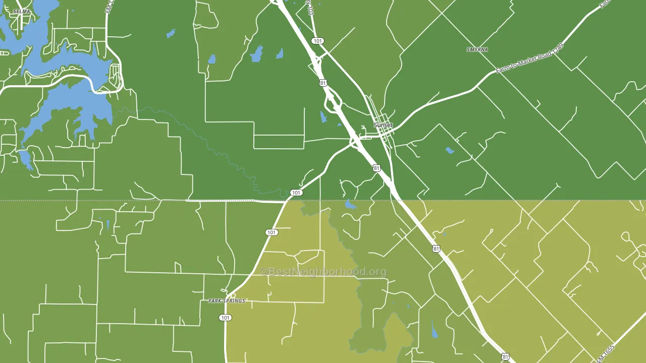 Sunset, TX block-group voter-turnout map