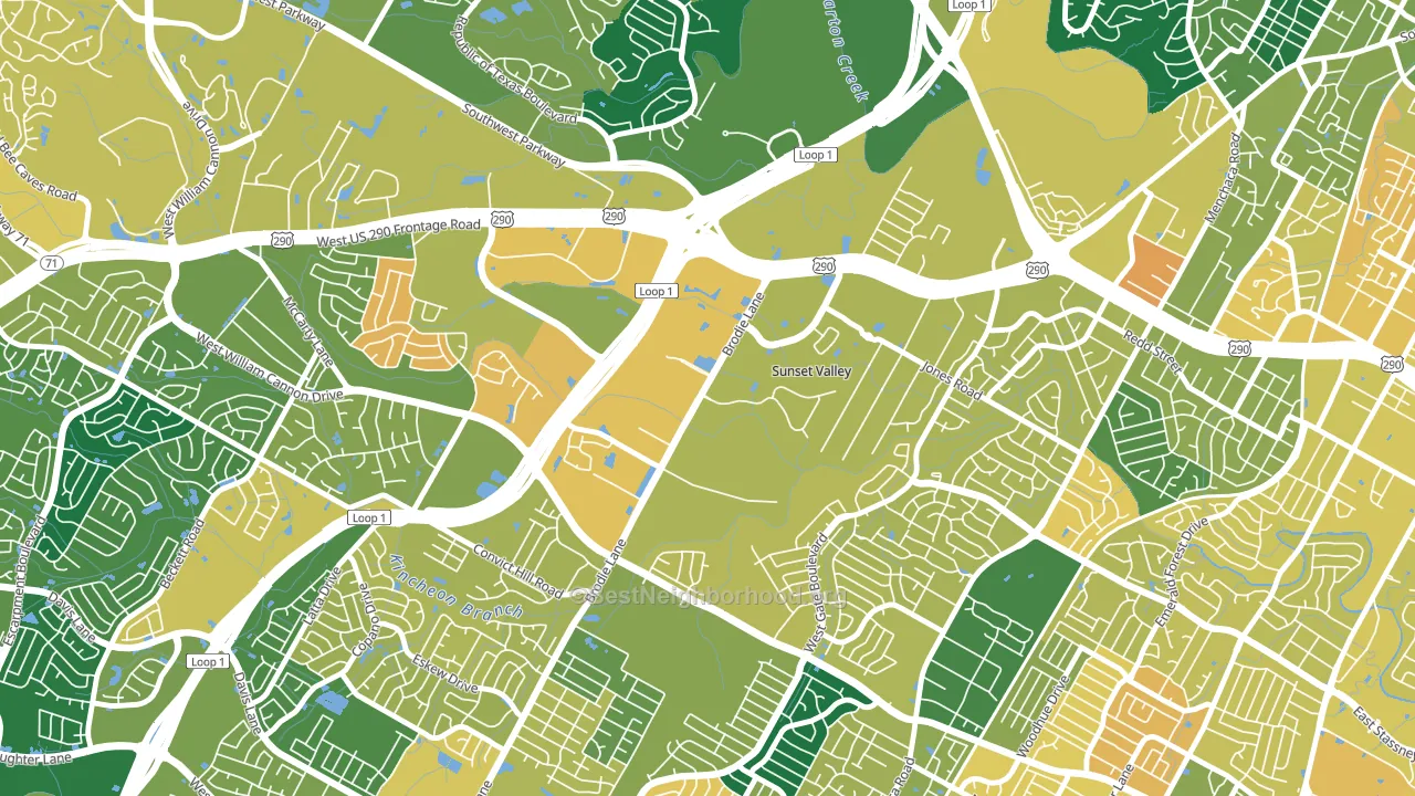Sunset Valley, TX block-group voter-turnout map