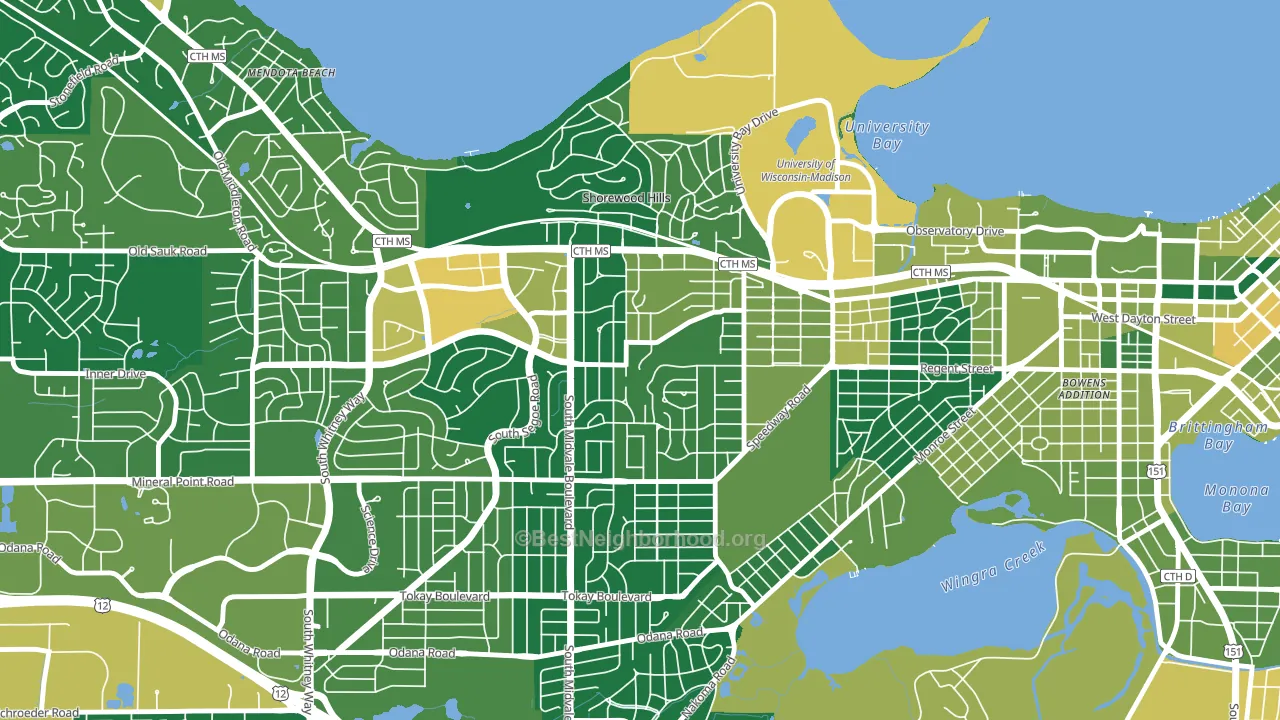 Sunset Village, Madison, WI block-group voter-turnout map