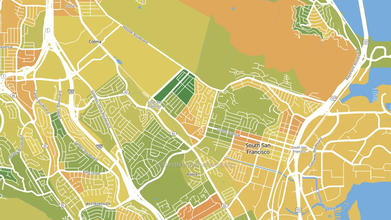 Sunshine Gardens, South San Francisco, CA block-group voter-turnout map