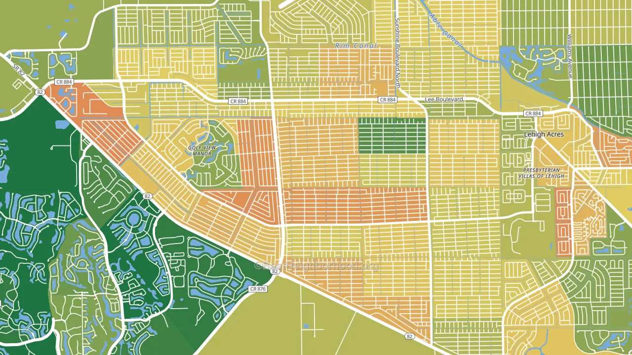 Sunshine, Lehigh Acres, FL block-group voter-turnout map