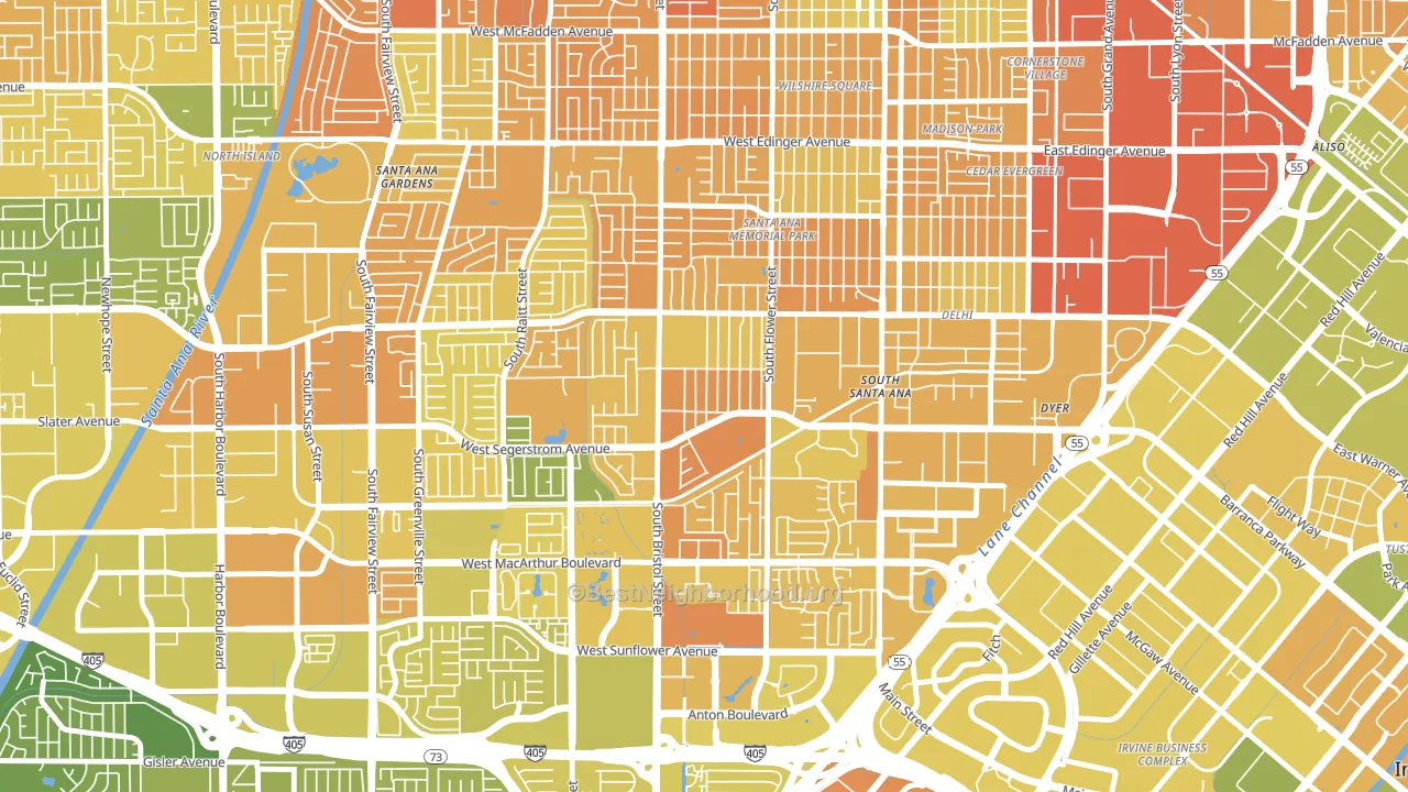 Sunwood Central, Santa Ana, CA block-group voter-turnout map