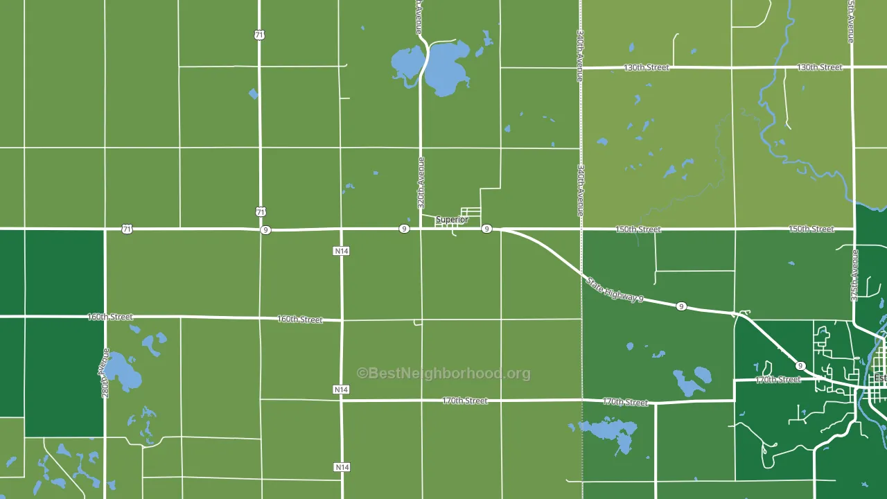 Superior, IA block-group voter-turnout map