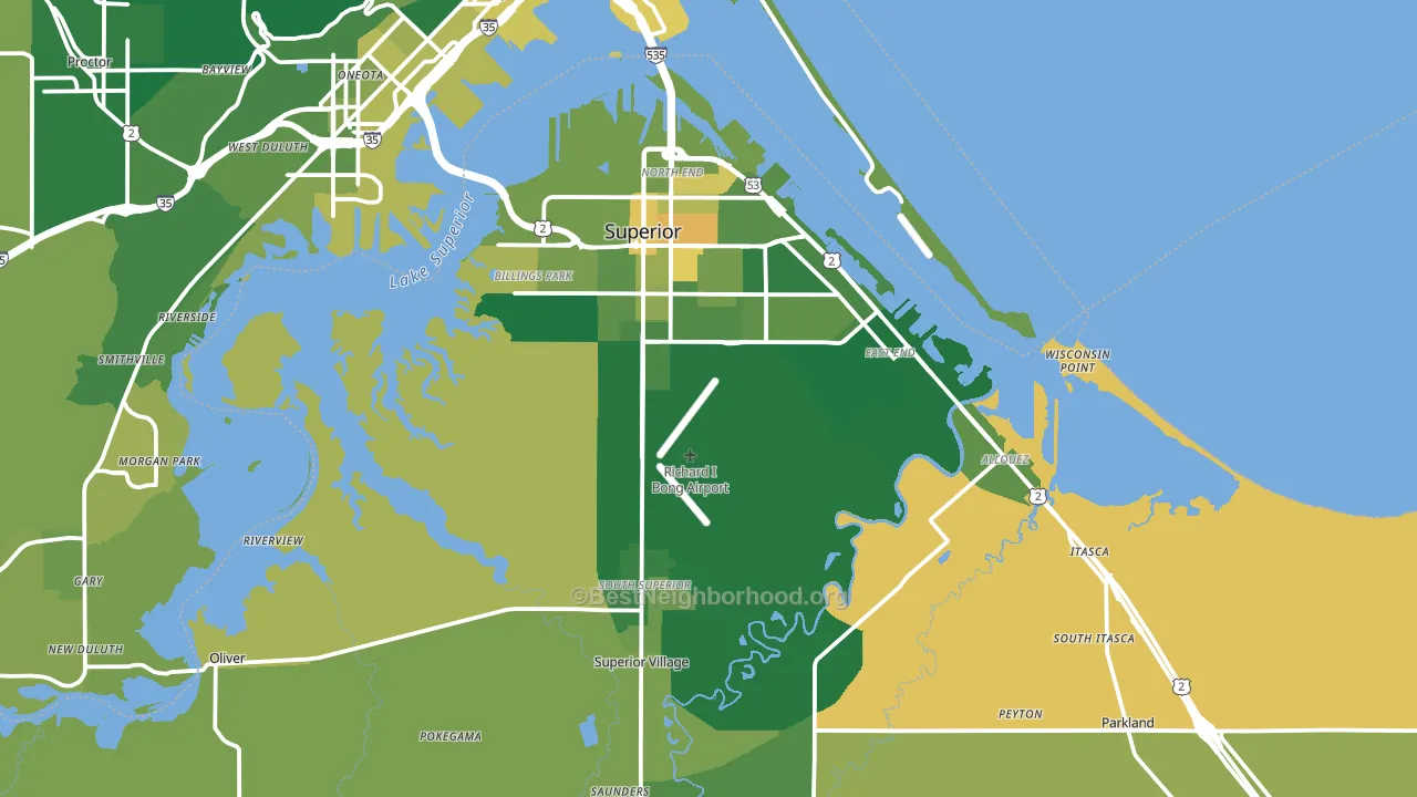 Superior, WI block-group voter-turnout map