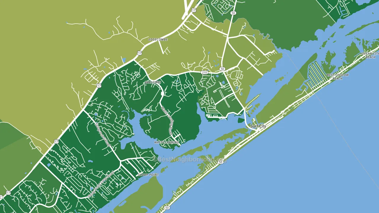 Surf City, NC block-group voter-turnout map