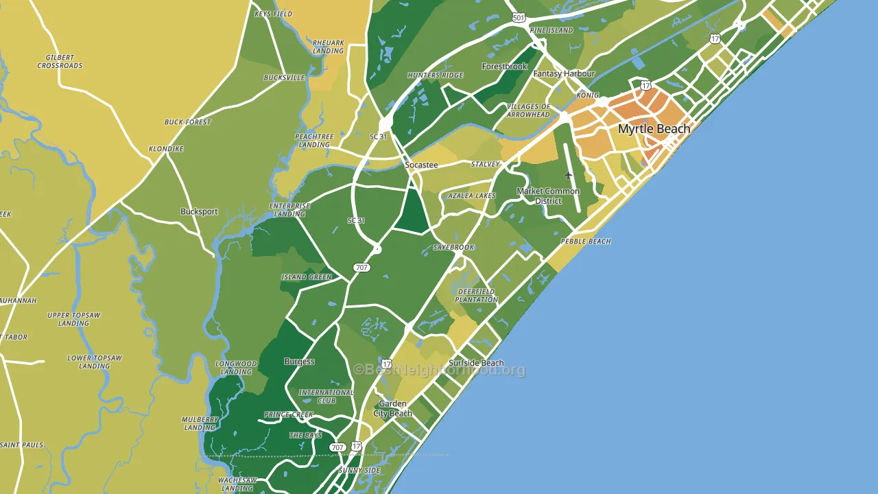 Surfside Beach, SC block-group voter-turnout map