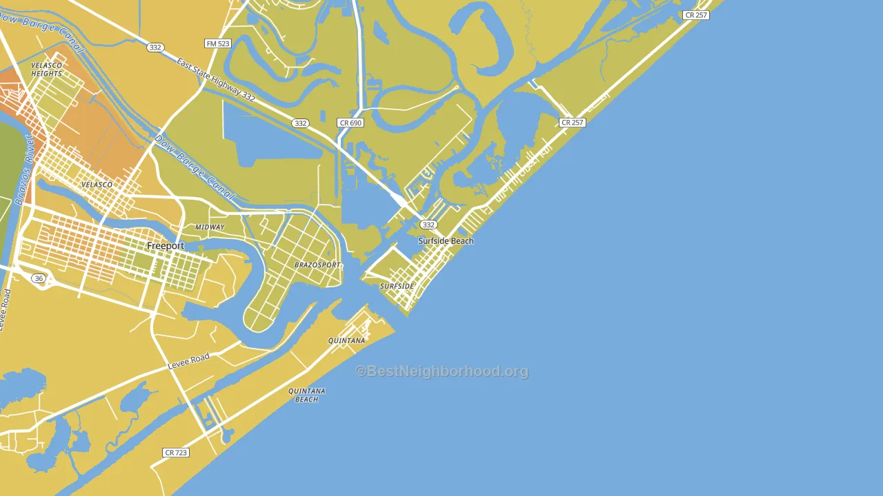Surfside Beach, TX block-group voter-turnout map