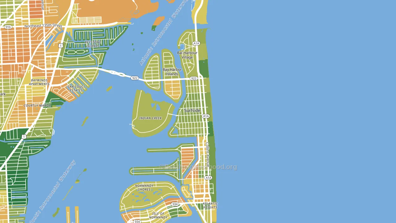 Surfside, FL block-group voter-turnout map