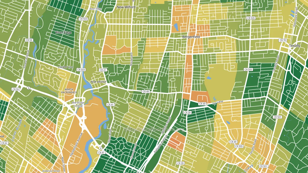 Surrey Lane, Bergenfield, NJ block-group voter-turnout map