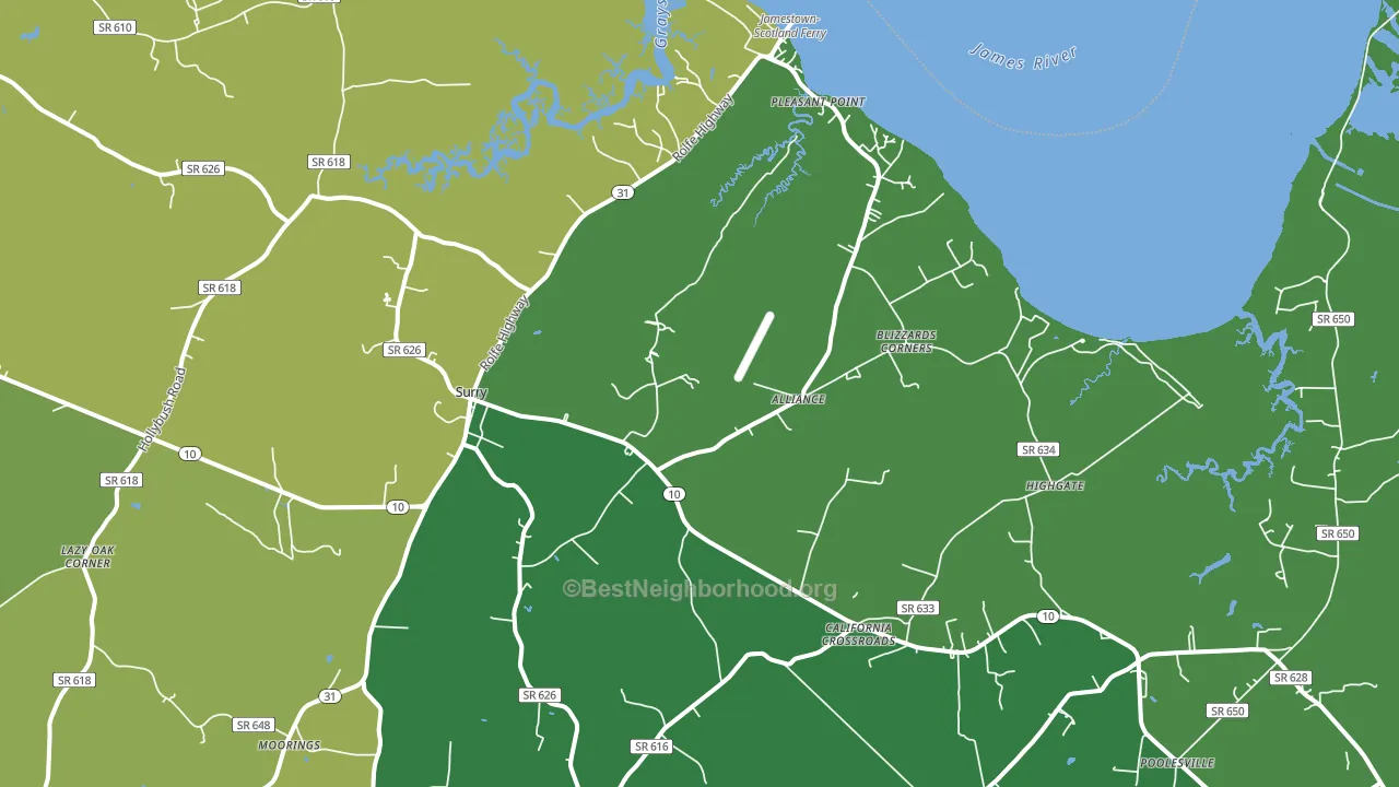 Surry, VA block-group voter-turnout map