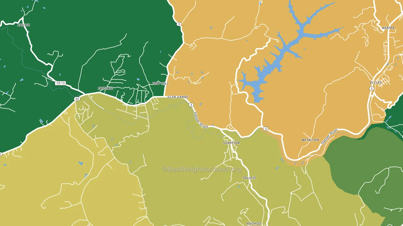Surveyor, WV block-group voter-turnout map