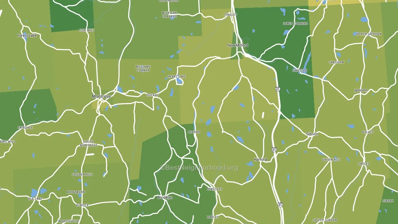 Susquehanna County, PA block-group voter-turnout map