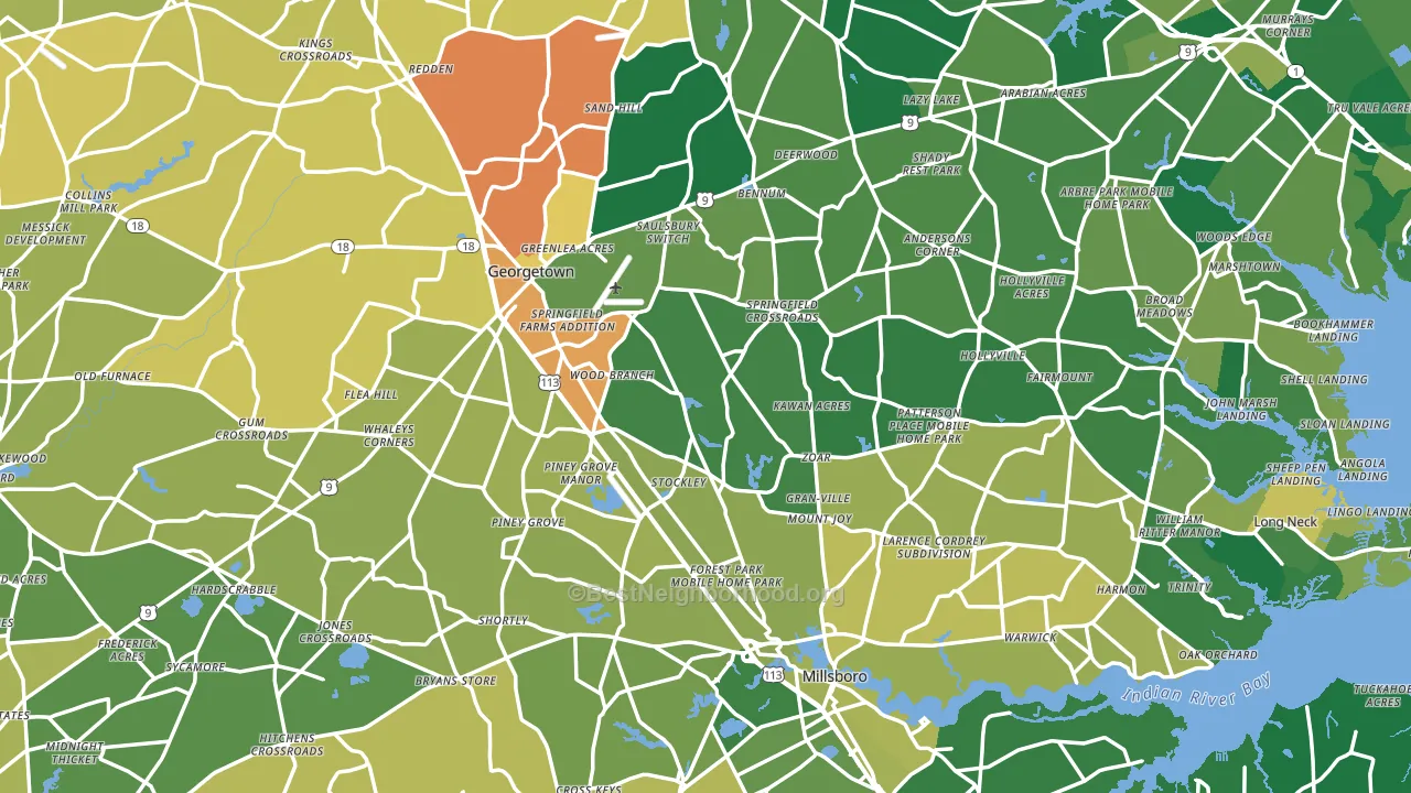 Sussex County, DE block-group voter-turnout map