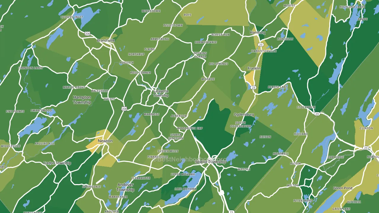 Sussex County, NJ block-group voter-turnout map