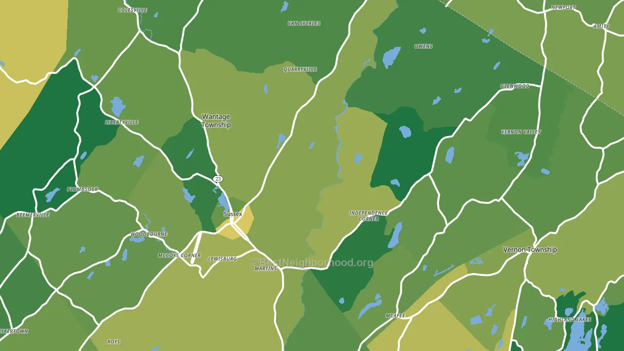 Sussex, NJ block-group voter-turnout map