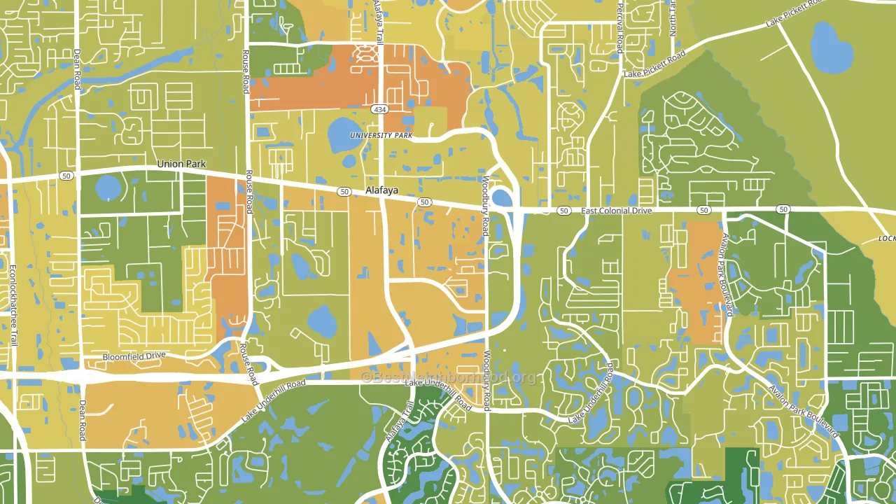 Sussex Place, Alafaya, FL block-group voter-turnout map