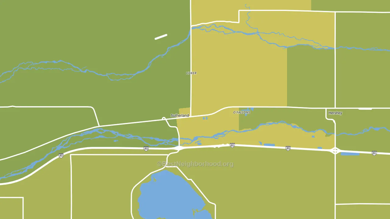 Sutherland, NE block-group voter-turnout map