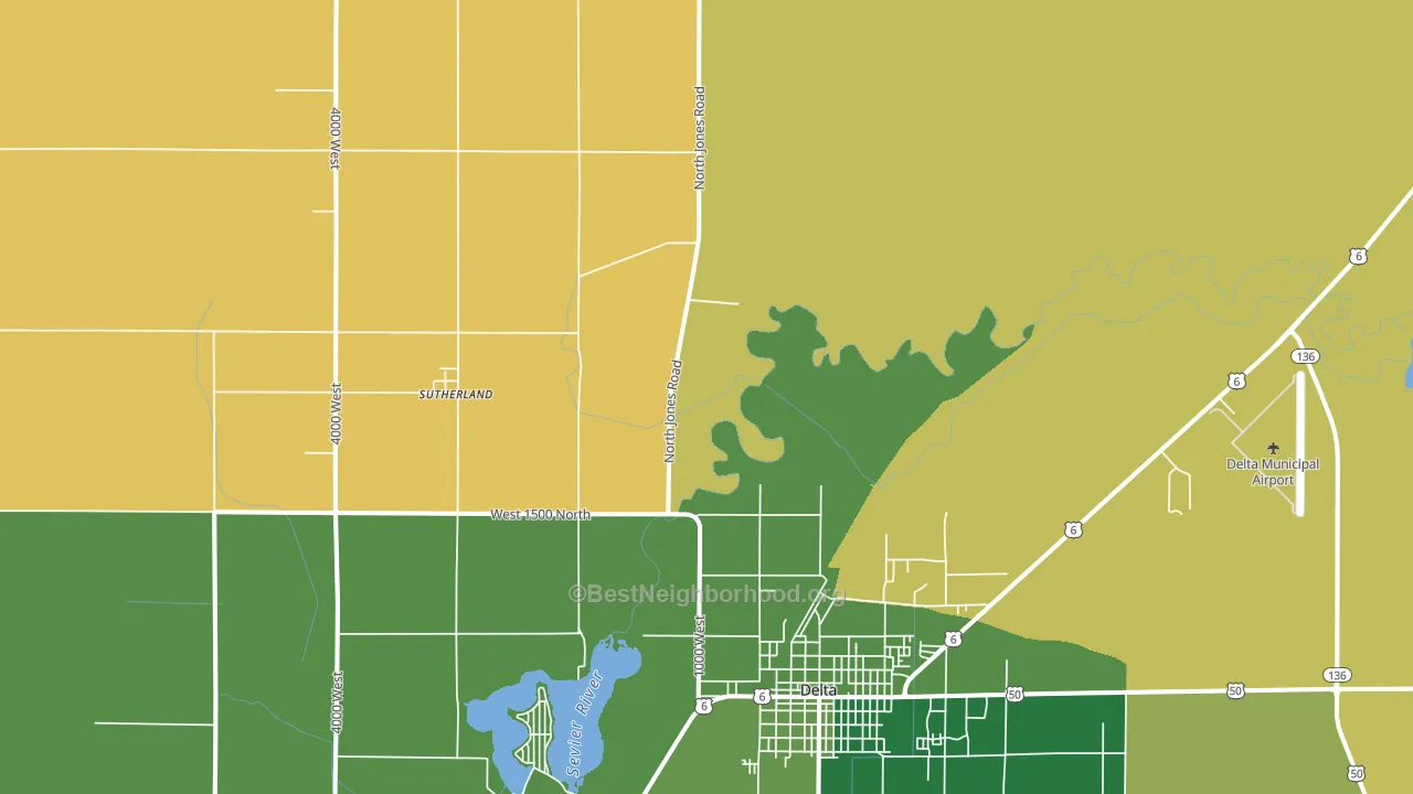 Sutherland, UT block-group voter-turnout map