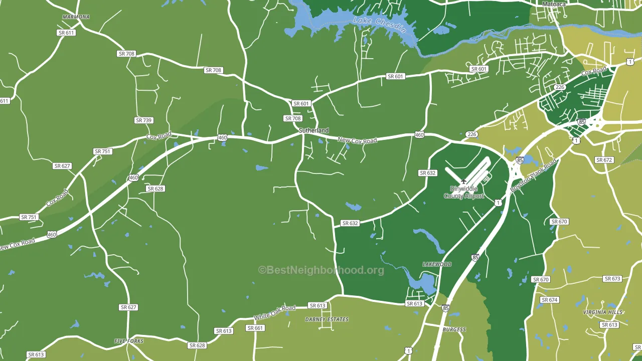 Sutherland, VA block-group voter-turnout map