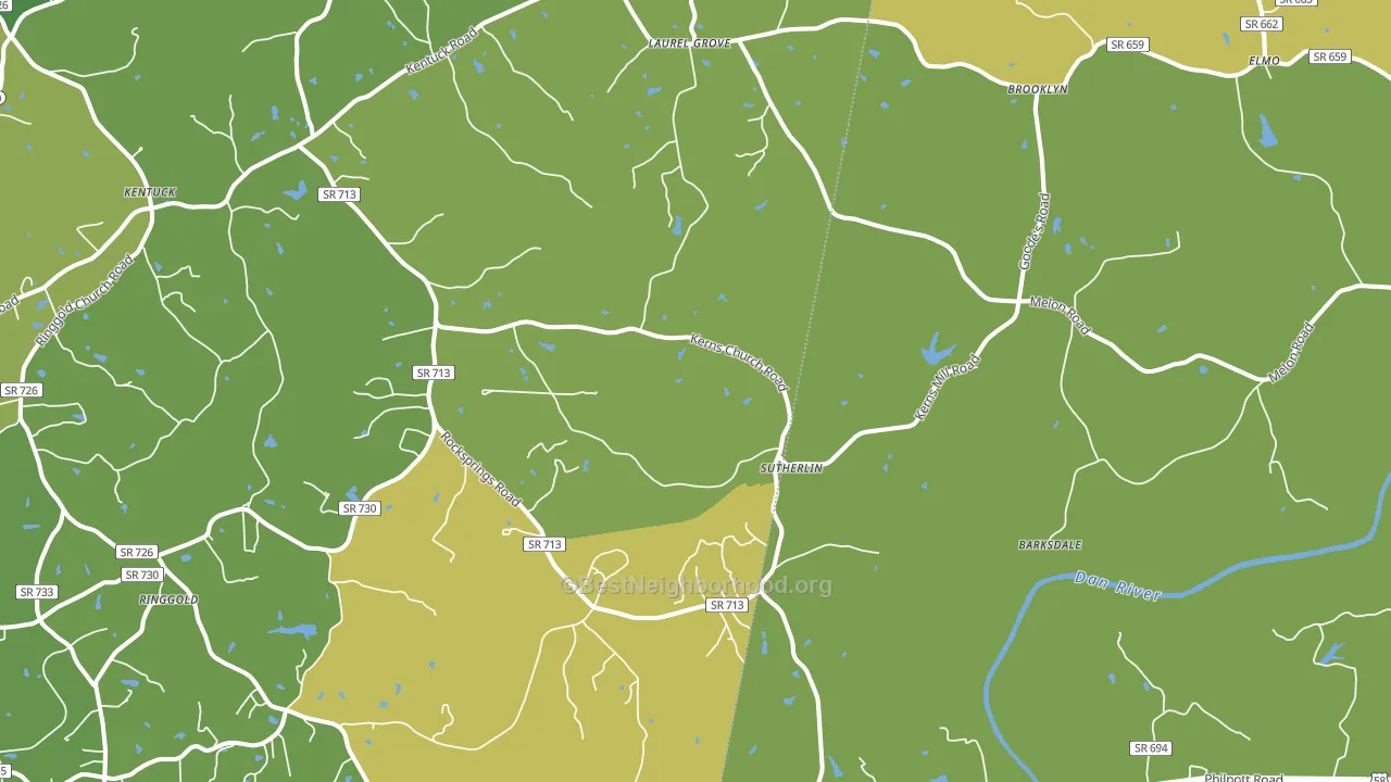 Sutherlin, VA block-group voter-turnout map