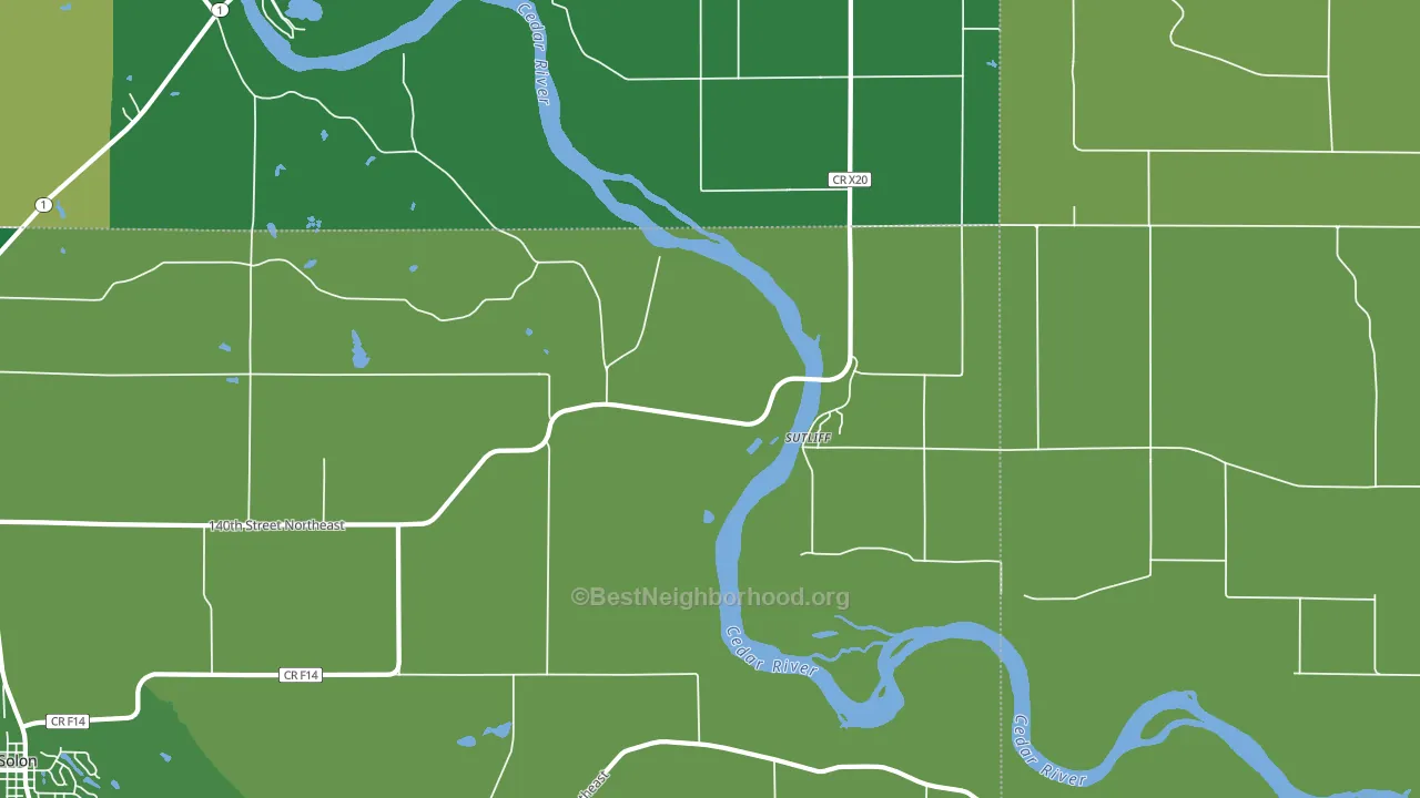 Sutliff, IA block-group voter-turnout map