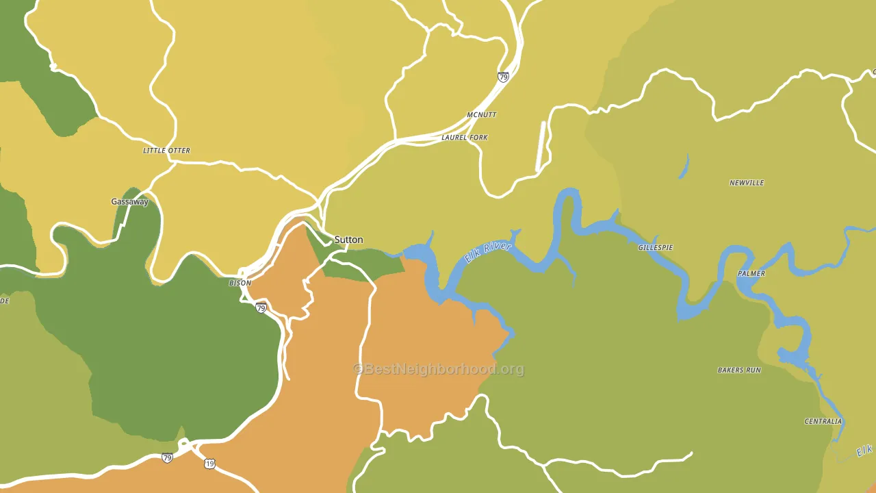 Sutton, WV block-group voter-turnout map