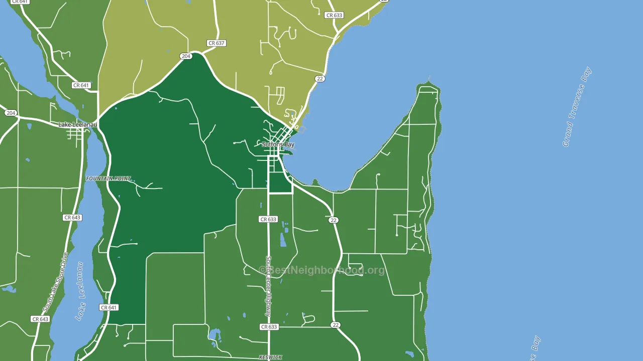 Suttons Bay, MI block-group voter-turnout map