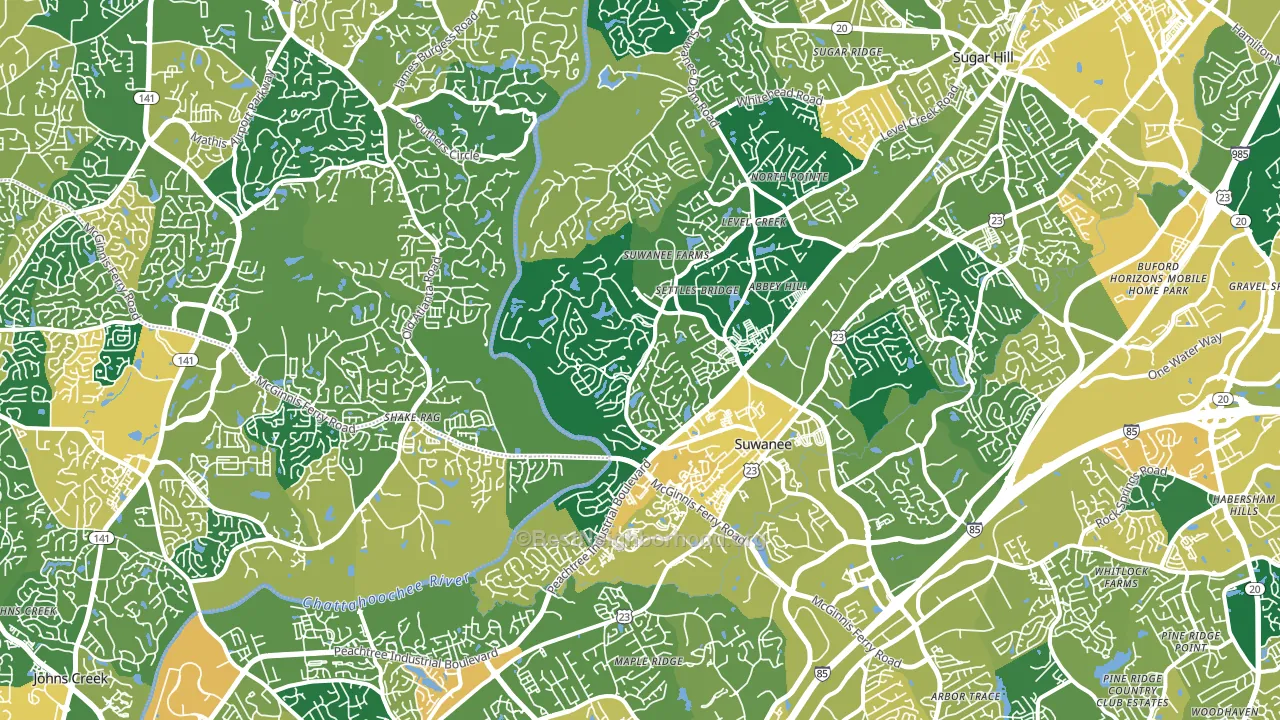 Suwanee, GA block-group voter-turnout map