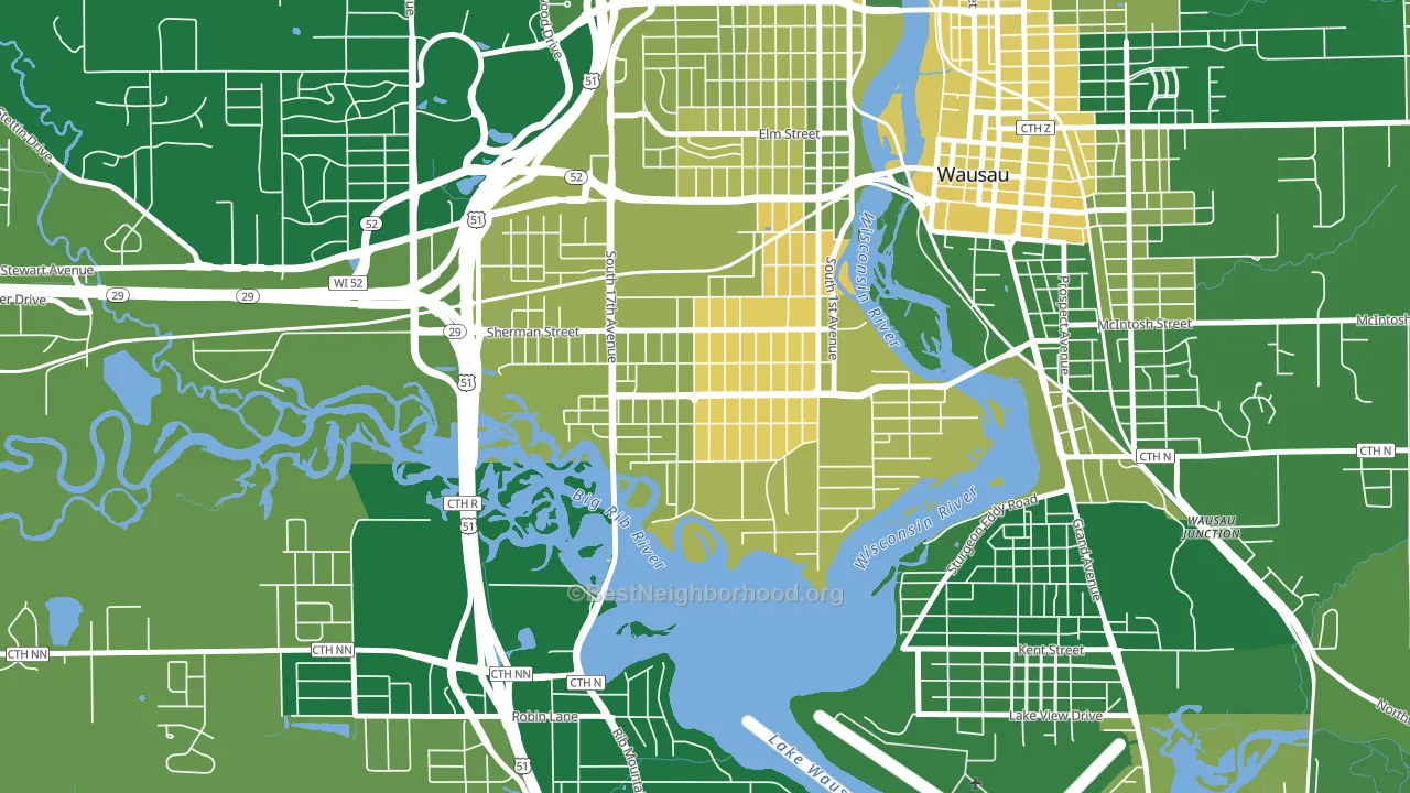 SW Jones, Wausau, WI block-group voter-turnout map
