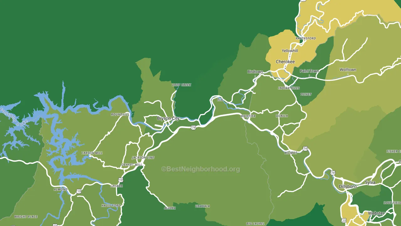 Swain County, NC block-group voter-turnout map