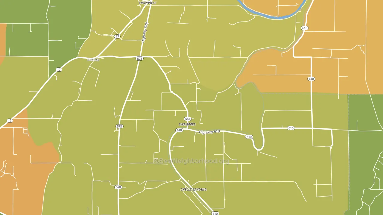 Swampers, LA block-group voter-turnout map