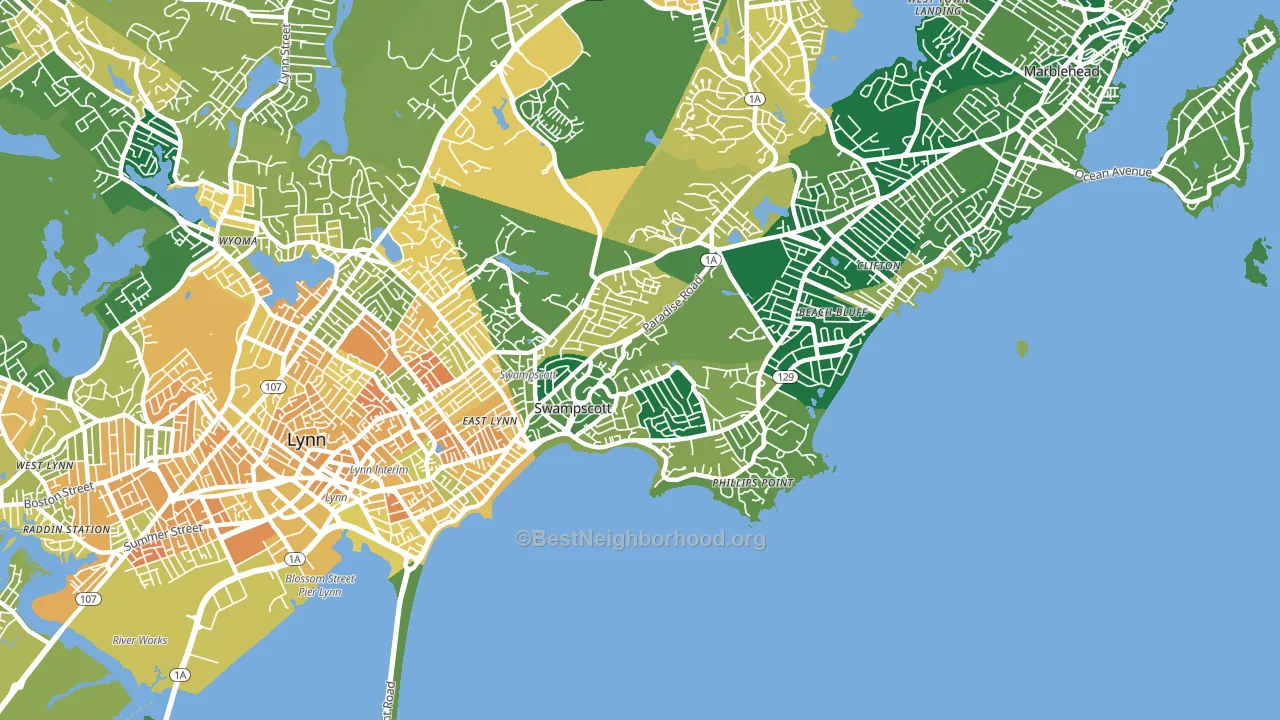 Swampscott, MA block-group voter-turnout map