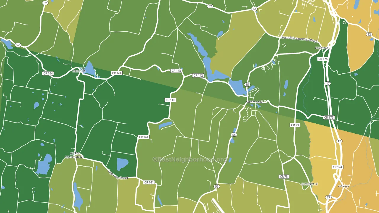 Swan Lake, NY block-group voter-turnout map