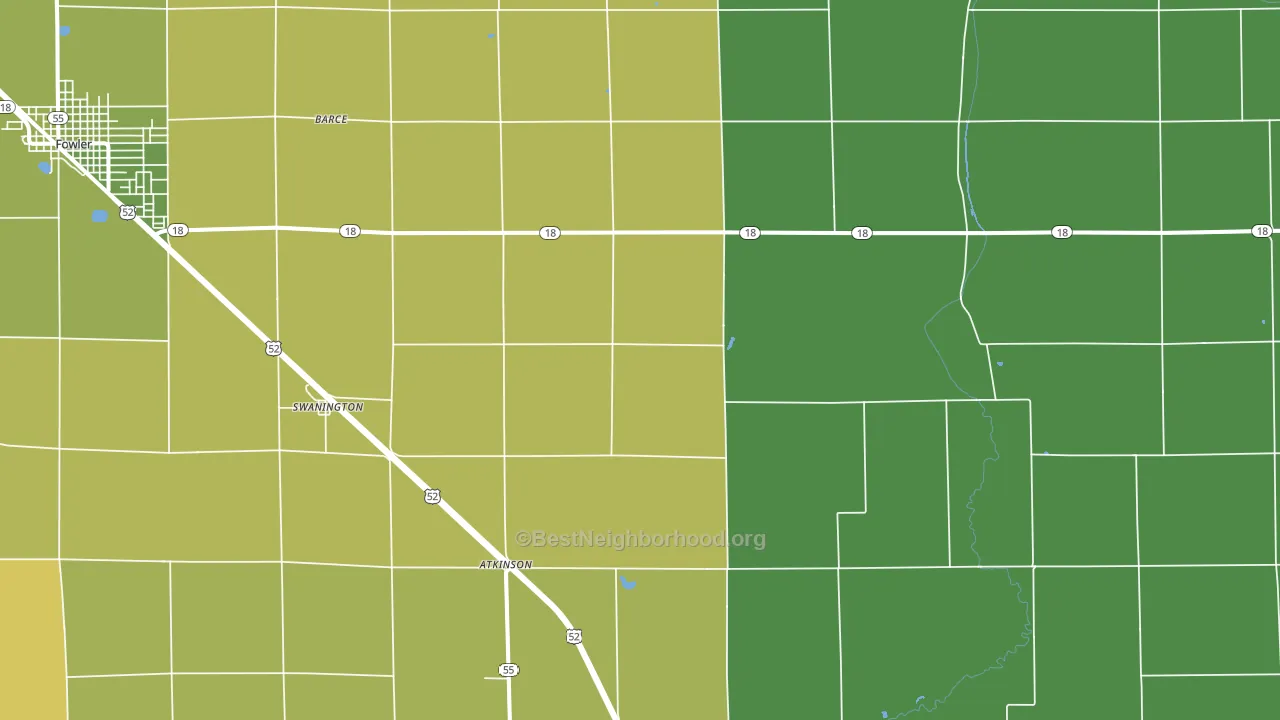 Swanington, IN block-group voter-turnout map