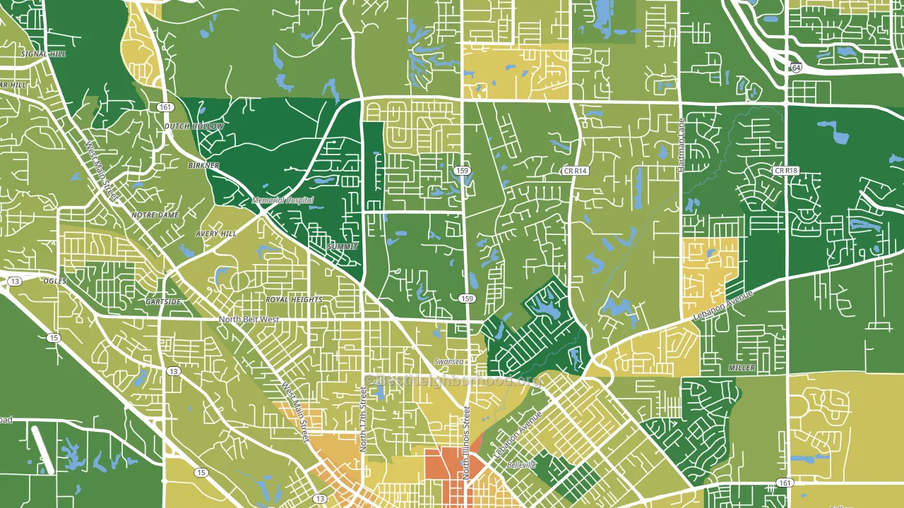 Swansea, IL block-group voter-turnout map