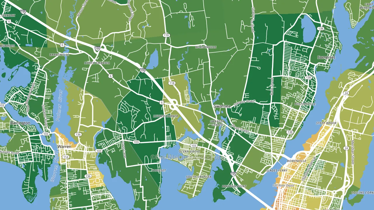 Swansea, MA block-group voter-turnout map