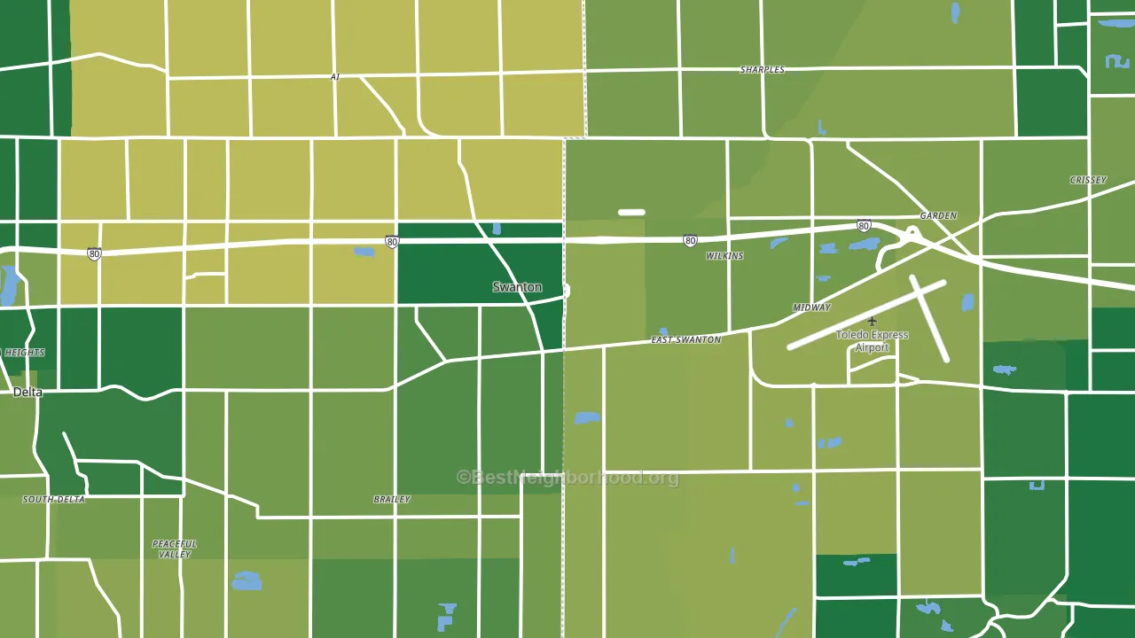 Swanton, OH block-group voter-turnout map