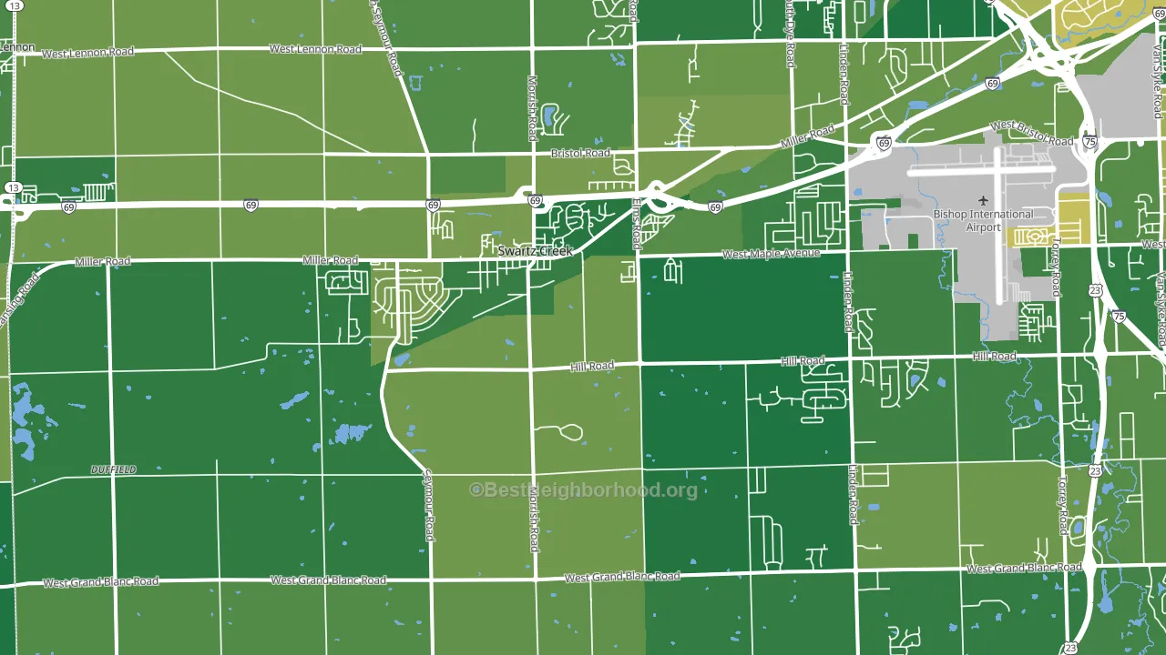 Swartz Creek, MI block-group voter-turnout map