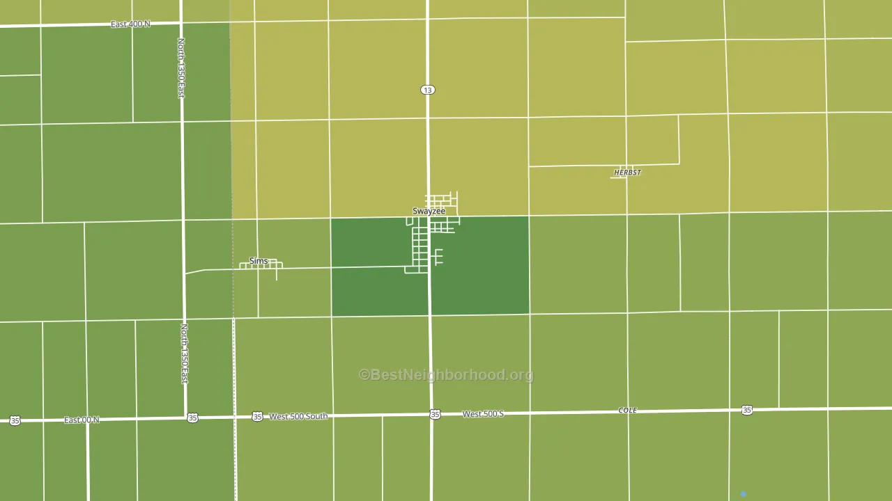 Swayzee, IN block-group voter-turnout map