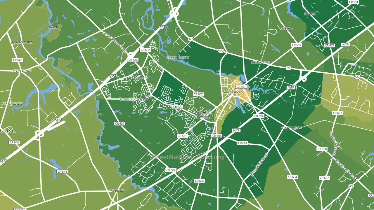 Swedesboro, NJ block-group voter-turnout map