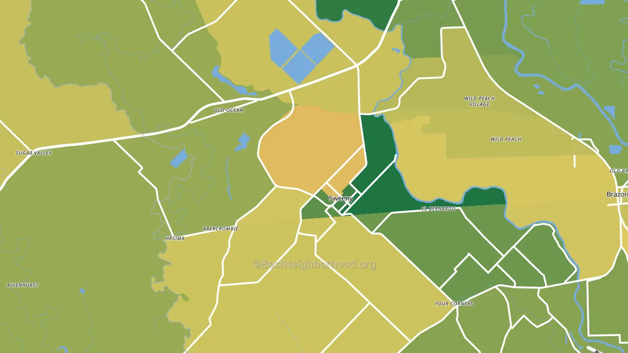 Sweeny, TX block-group voter-turnout map