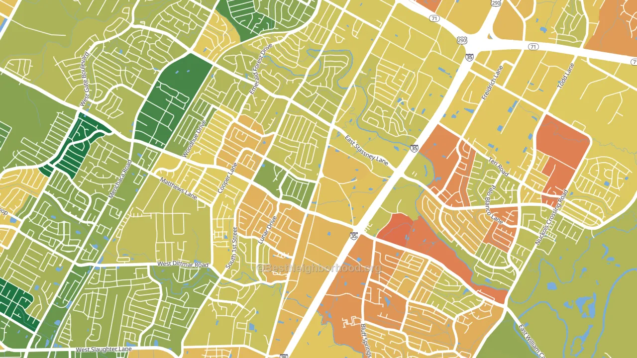Sweetbriar, Austin, TX block-group voter-turnout map