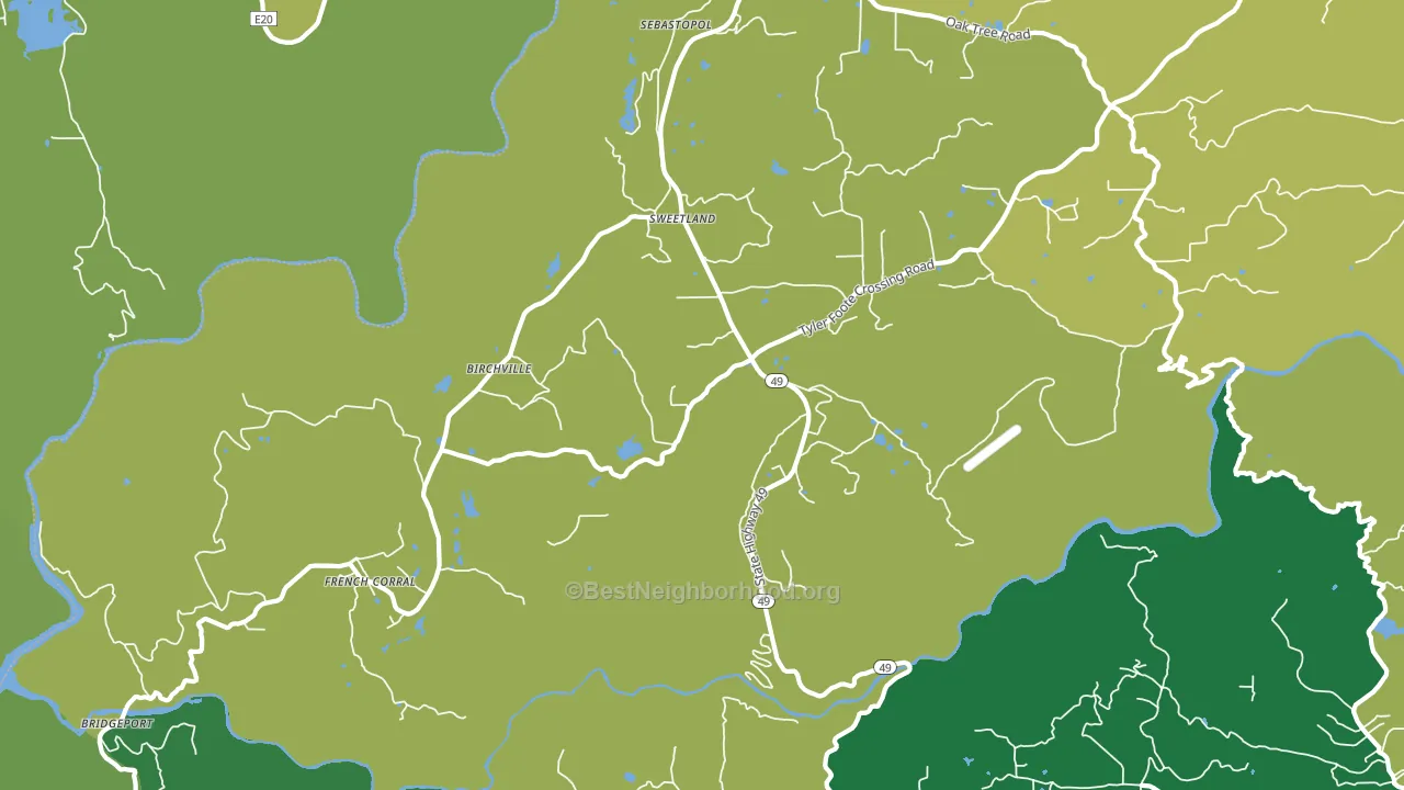 Sweetland, CA block-group voter-turnout map