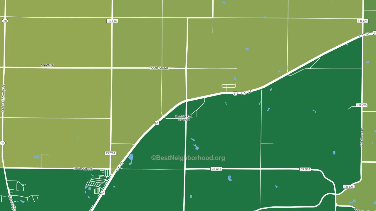 Sweetland Center, IA block-group voter-turnout map