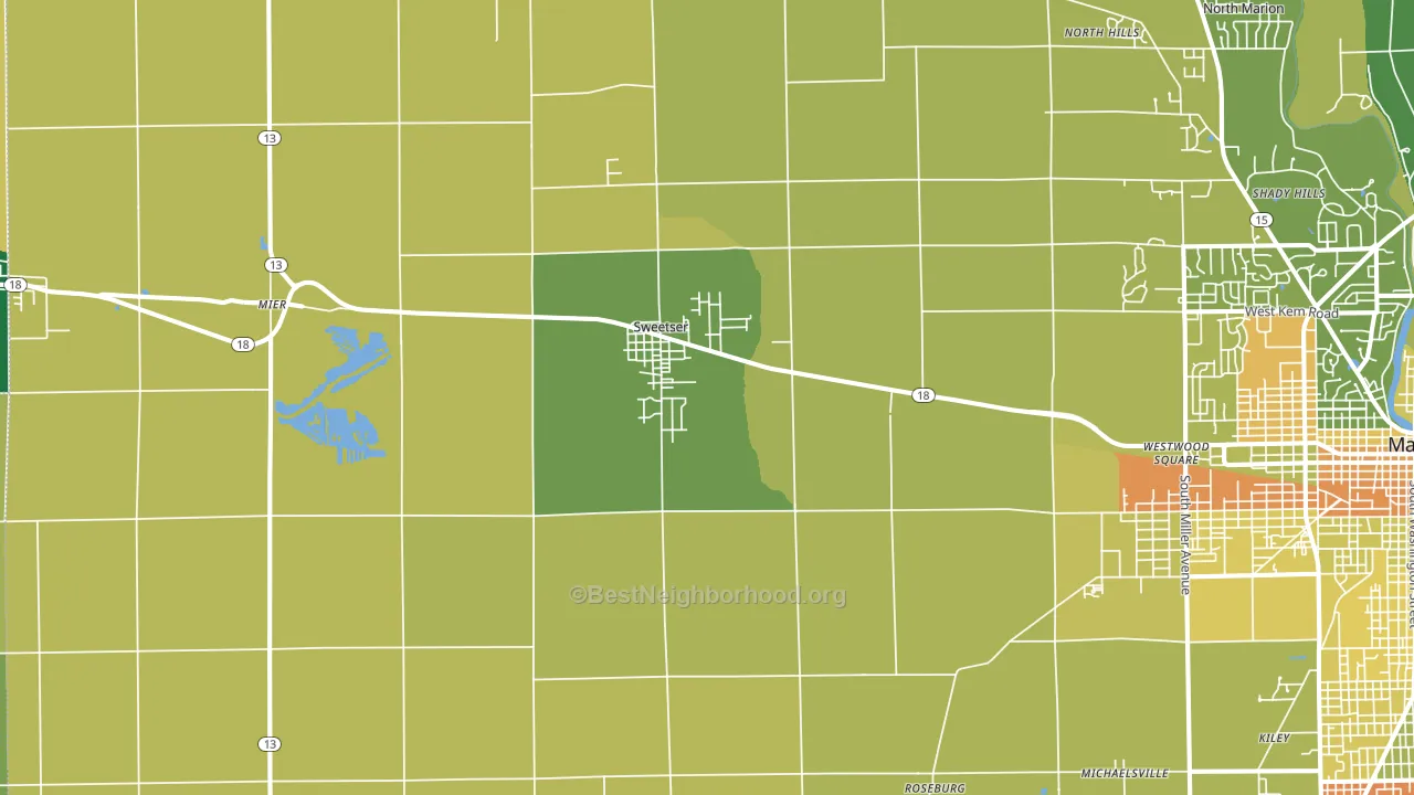 Sweetser, IN block-group voter-turnout map