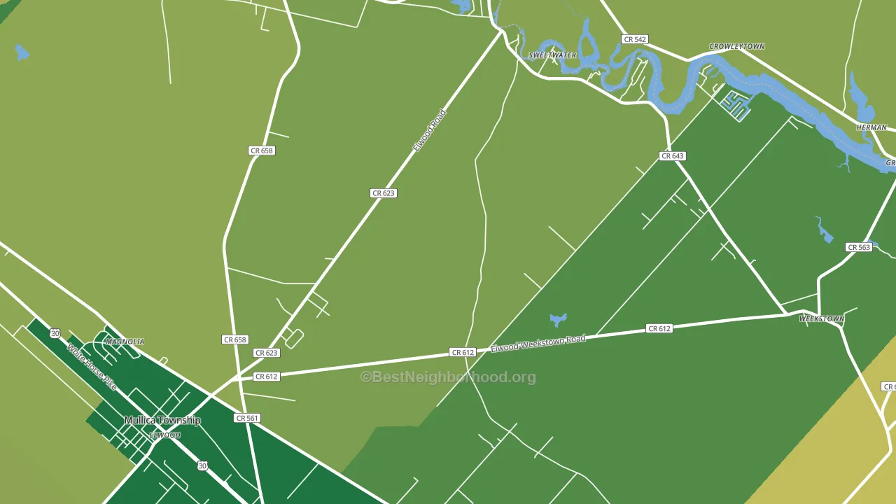 Sweetwater, NJ block-group voter-turnout map