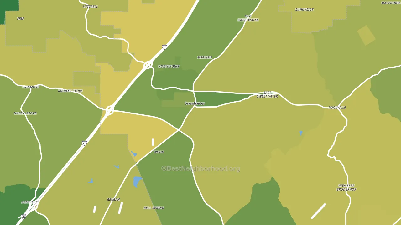 Sweetwater, TN block-group voter-turnout map