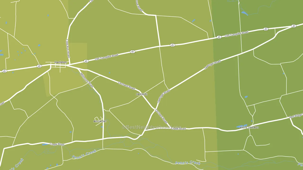 Swengel, PA block-group voter-turnout map