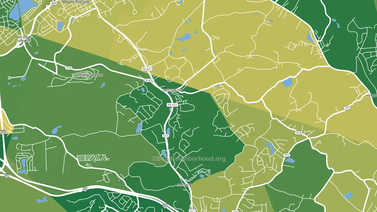 Swiftwater, PA block-group voter-turnout map